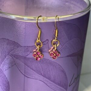 Elegant Gold and Pink Flower Earrings